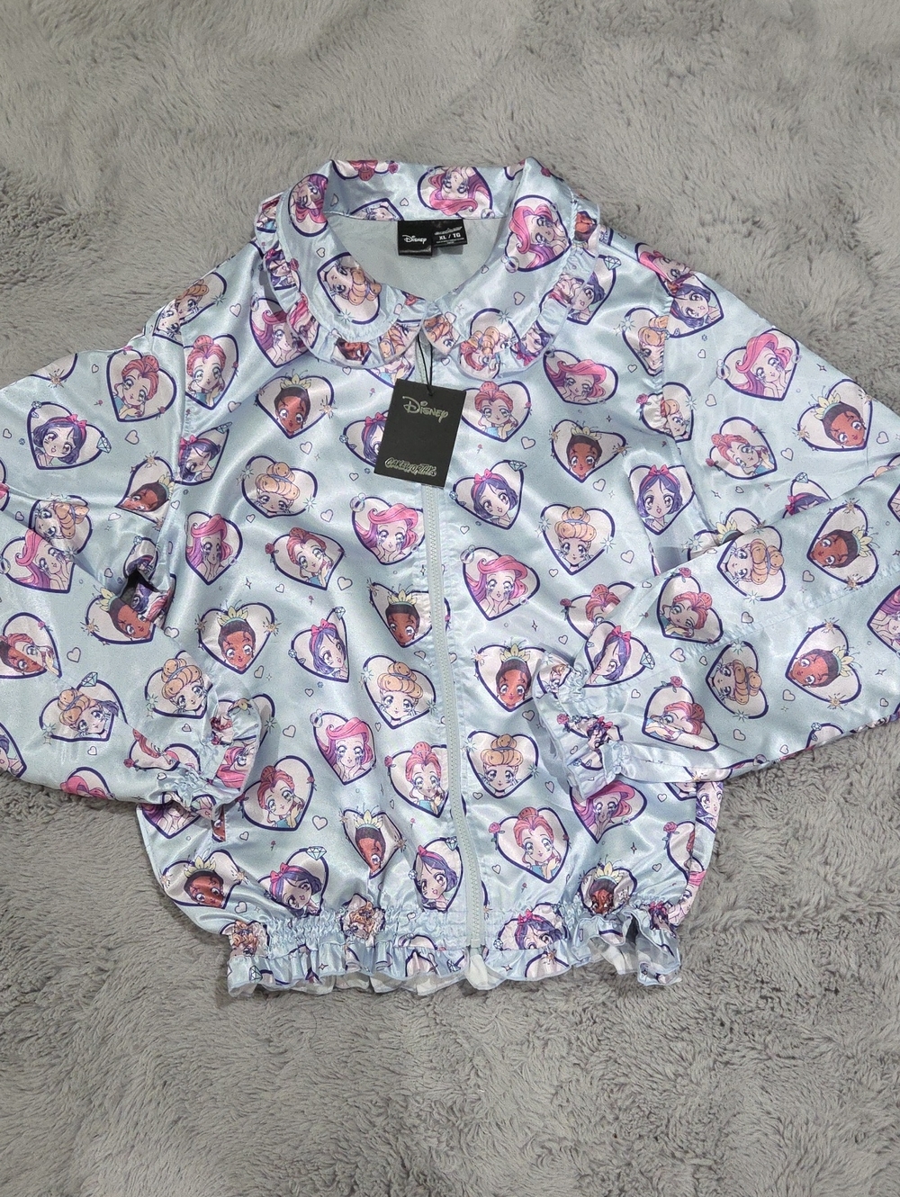 Disney Princess Cakeworthy Light Blue Princess Heart Print Windbreaker